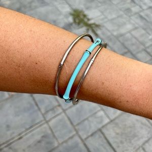 John Hard bamboo three row linked enamel bracelets